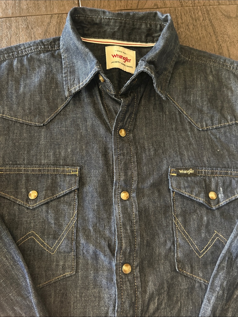 Wrangler Indigo Denim Western Snap-Front Shirt